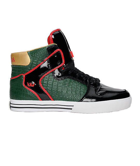 Supra Vaider Green, Black & Red Croc Shoes | Zumiez