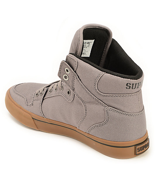 Supra Vaider Storm Grey & Gum Canvas Skate Shoes | Zumiez