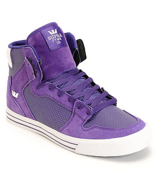 Supra Vaider White & Purple Leather Shoes at Zumiez : PDP