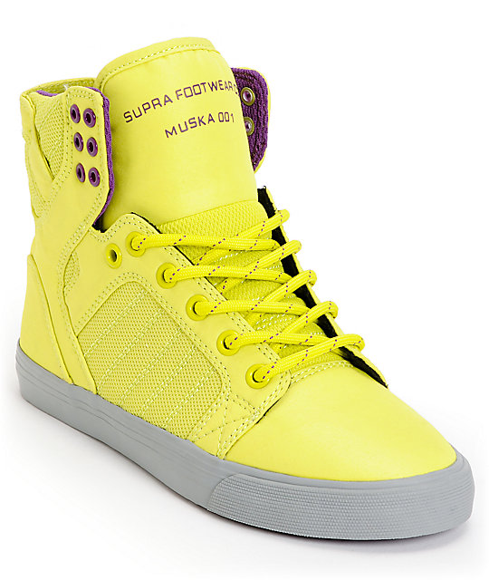 Supra Womens Skytop Neon Yellow Nylon Shoes | Zumiez