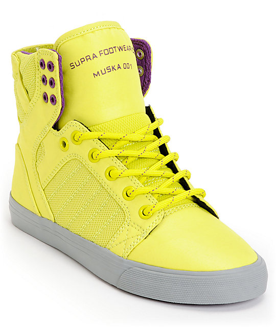 Supra Womens Skytop Neon Yellow Nylon Shoes