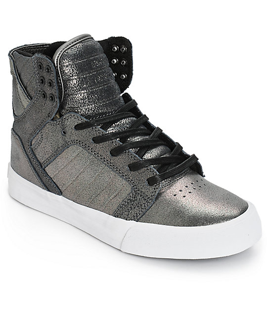 Supra Womens Skytop Pewter Metallic Shoes | Zumiez