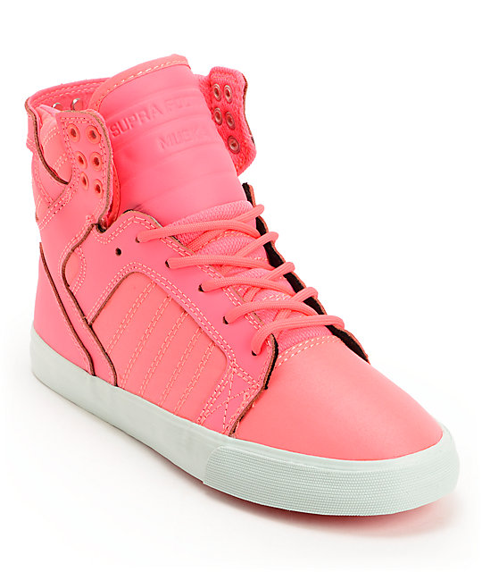 Supra Womens Skytop Pink Nylon High Top Shoes