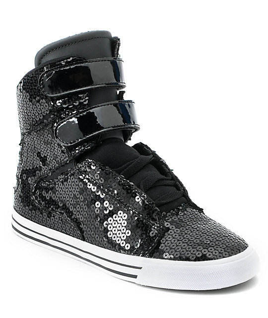 Society Black Sequin High Top Shoes 