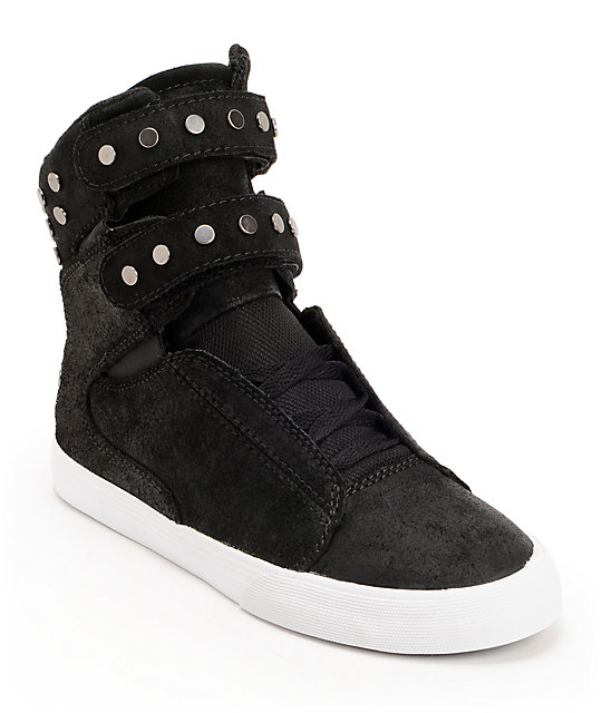 Supra Womens TK Society Studded Black Waxed High Top Shoes