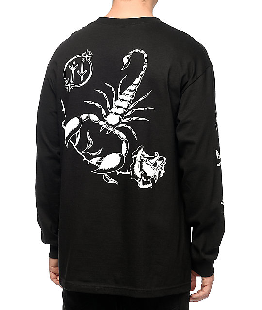 Swallows & Daggers Scorpion Rose Long Sleeve Black T-Shirt | Zumiez