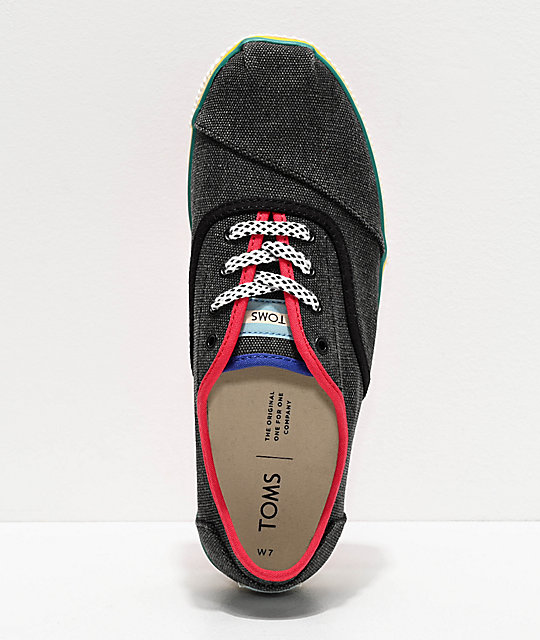 TOMS Cordones Boardwalk Black & Multicolor Platform Shoes | Zumiez