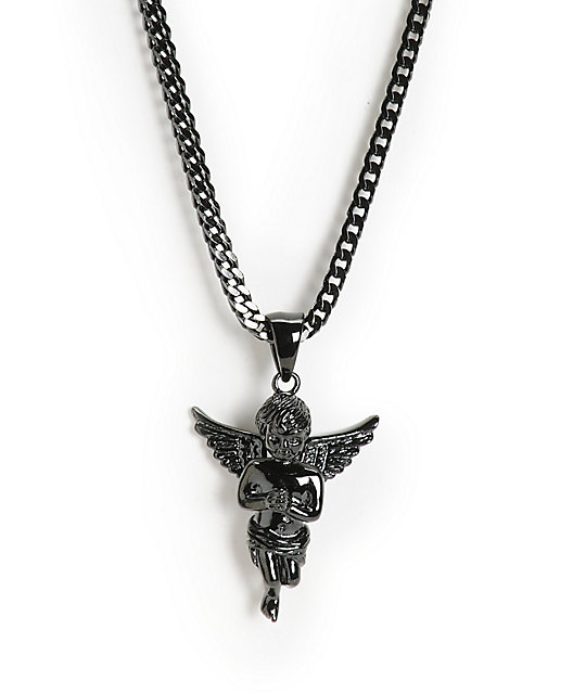 The Gold Micro Angel Black Rhodium Necklace Zumiez The Gold Micro Angel Black Rhodium Necklace