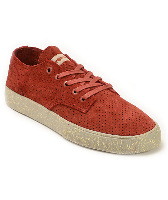 The Hundreds Johnson Low Perforated Burgundy Skate Shoes