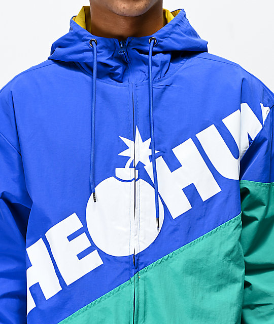 adidas blue and green windbreaker