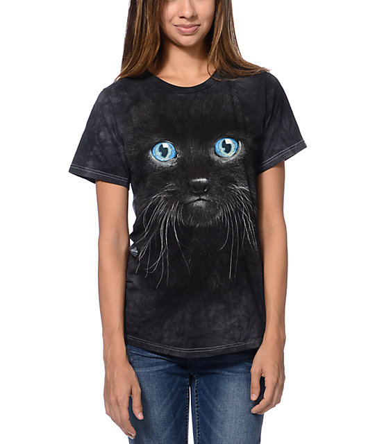 The Mountain Black Kitten Face Black Boyfriend Fit T-Shirt | Zumiez