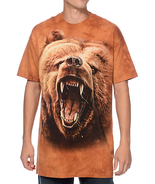 The Mountain Grizzly Growl Brown Tie Dye T-Shirt | Zumiez