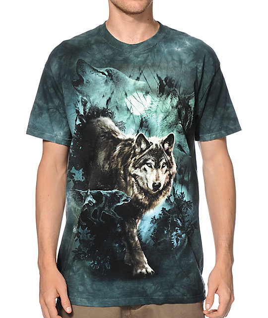 The Mountain Night Wolves Collage Tie Dye T-Shirt | Zumiez