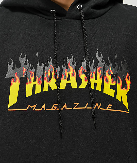 thrasher flame magazine black hoodie