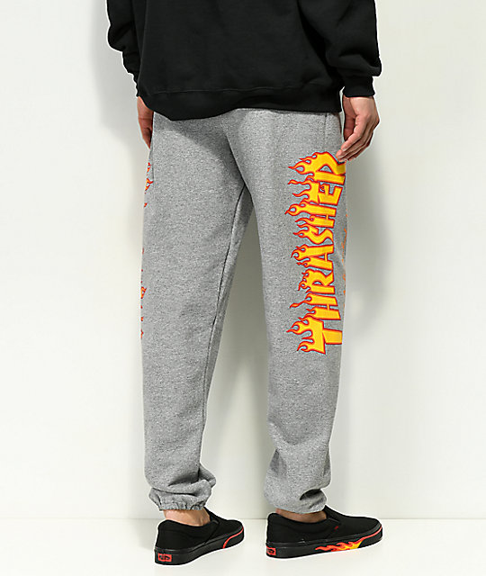 thrasher sweatpants flame