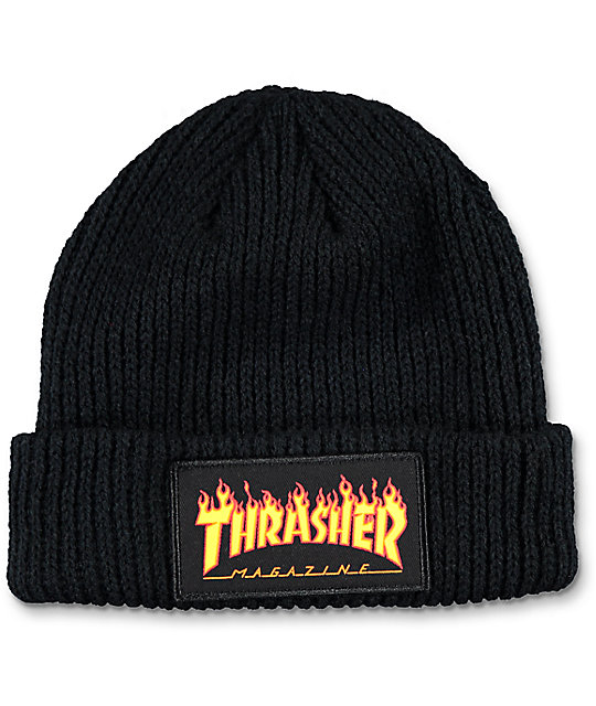 Thrasher Flame Logo Black Beanie | Zumiez