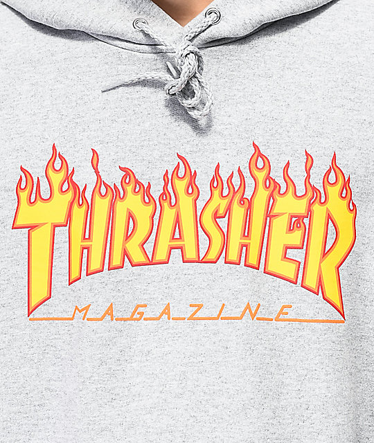 thrasher flame hoodie xs
