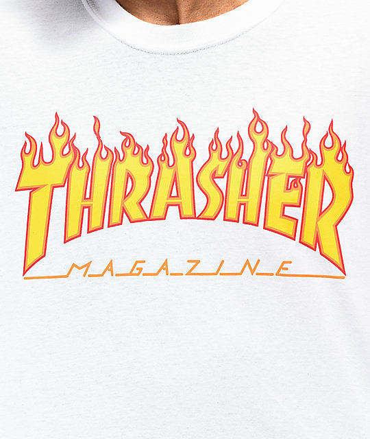 Thrasher Flame Logo White T Shirt Zumiez