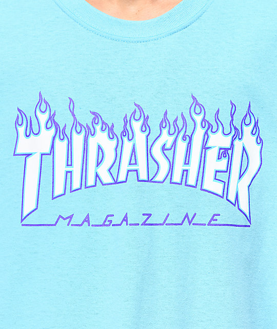 Thrasher Flame Sky Blue T Shirt Zumiez