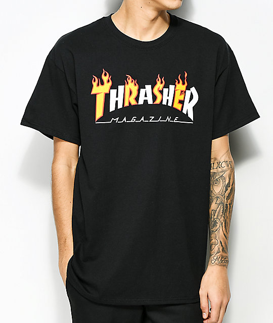 Thrasher Mag Flame Black T-Shirt | Zumiez
