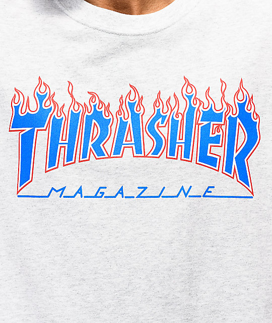 Thrasher Magazine Patriot Flame Ash Grey T Shirt Zumiez