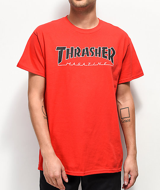 Thrasher Outlined Red T-Shirt | Zumiez