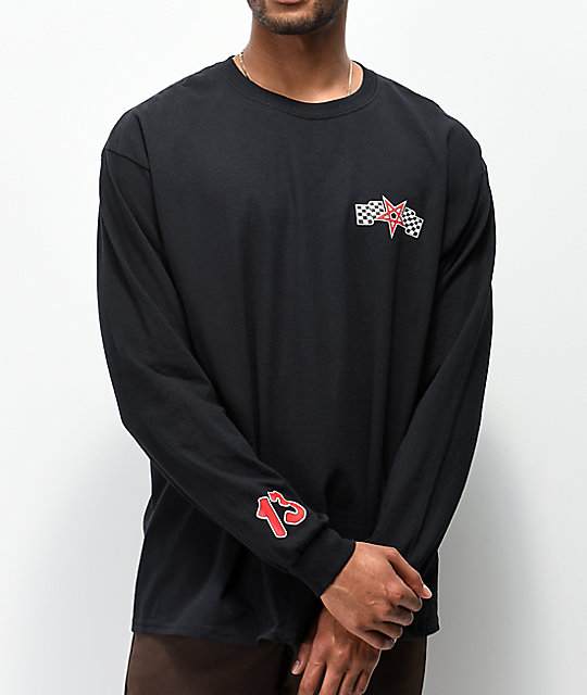 Black in size S,M,L,XL Thrasher Racing Logo Long sleeve T-shirt