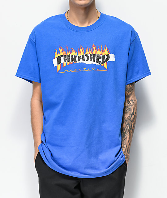 Wonderbaar Thrasher Ripped Blue T-Shirt | Zumiez AY-63