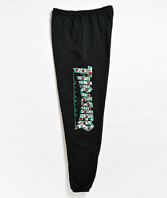 sweatpants with roses