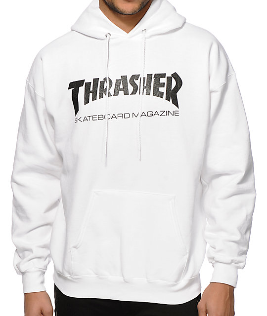 thrasher skate mag white pullover hoodie