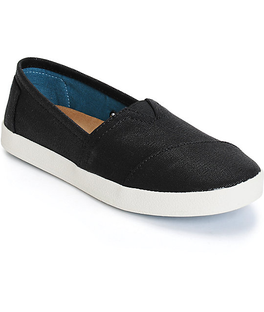 Toms Avalon Black Coated Canvas Womens Shoes at Zumiez : PDP