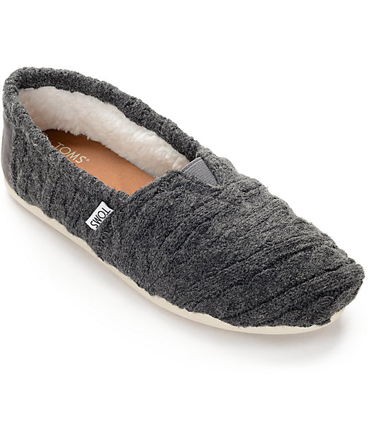 Toms Classic Grey Cable Knit Shearling Shoes | Zumiez