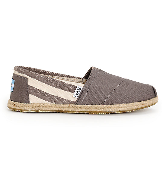 Toms Classic University Grey Stripe Womens Shoes | Zumiez