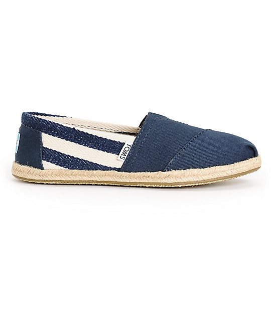 Toms Classic University Navy Stripe Women's Shoes | Zumiez