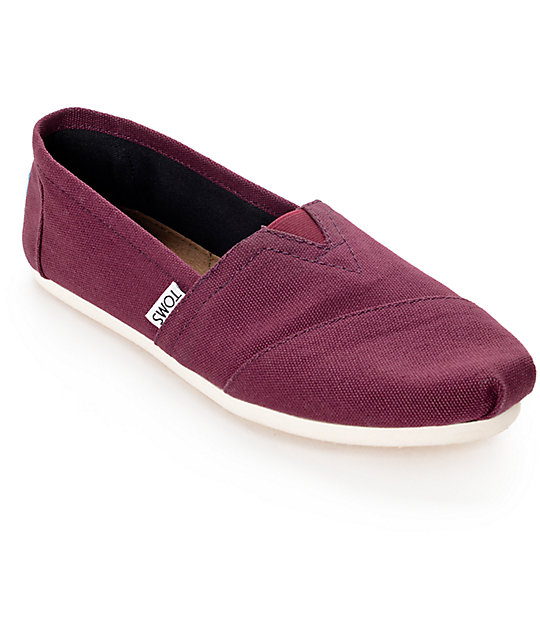 Toms Classics Canvas Burgundy Slip-On Womens Shoes