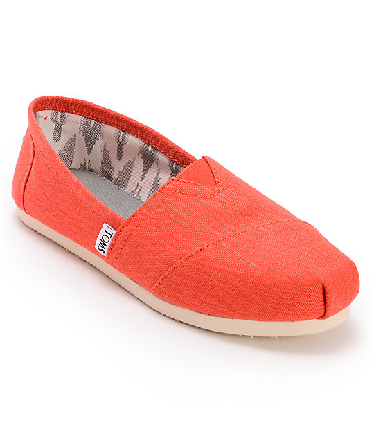 Toms Classics Earthwise Orange Vegan Womens Slip On Shoes | Zumiez