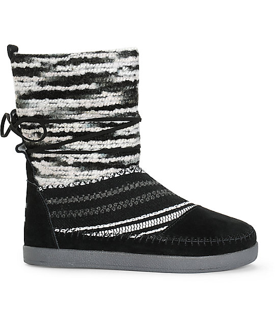 Toms Nepal Black Suede Textile Womens Boots | Zumiez