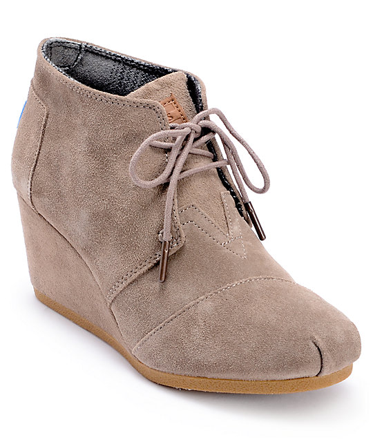 Toms Taupe Suede Desert Wedge Shoes