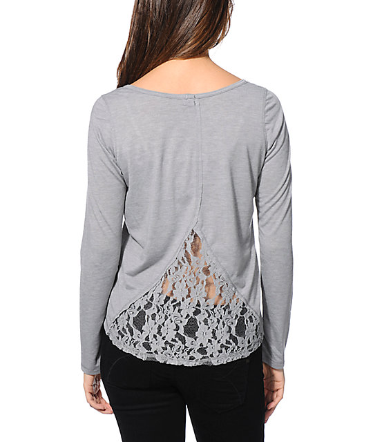 Trillium Carson Grey Lace Top | Zumiez