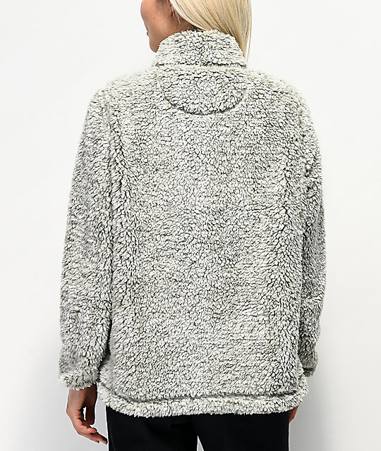 grey fleece sweatshirt