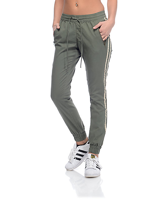 olive twill joggers