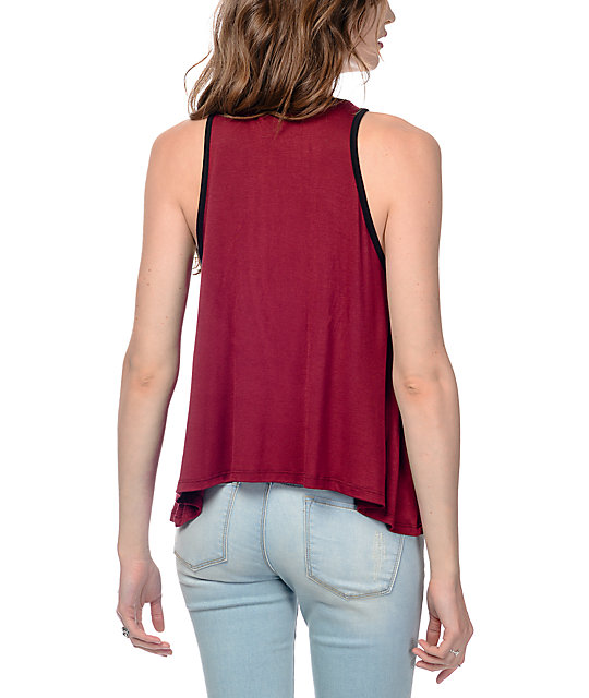 Trillium Ryder Yin Yang Burgundy Ringer Tank Top | Zumiez