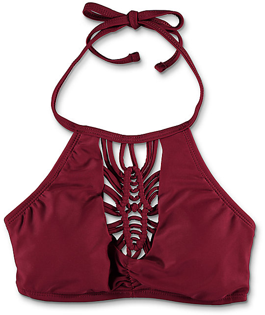 burgundy bathing suit top