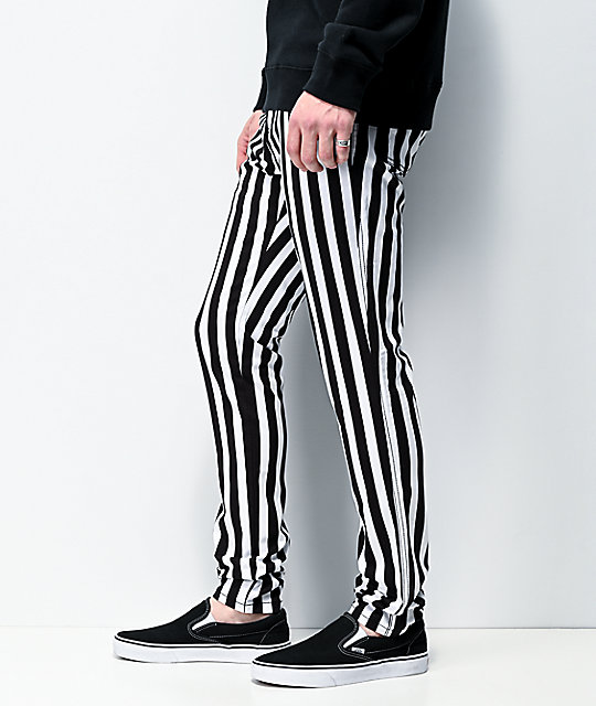 black and white skinny trousers