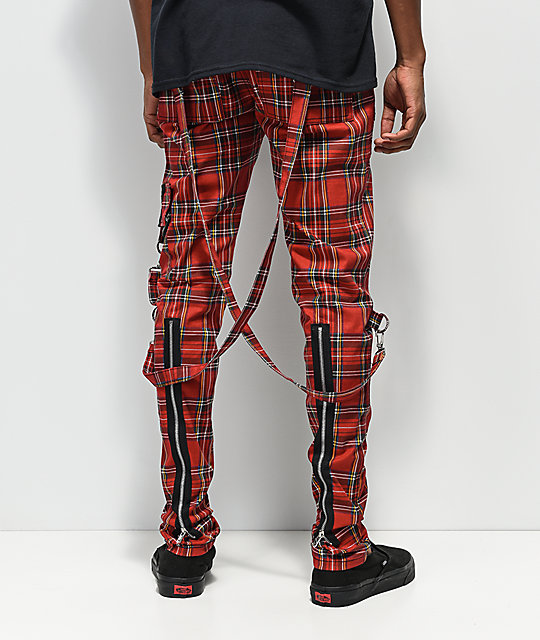 red bondage pants