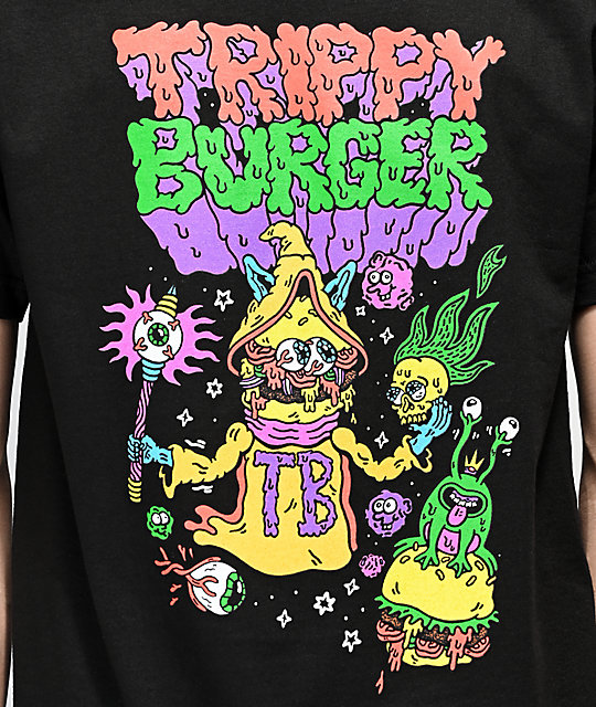 trippy burger shirt