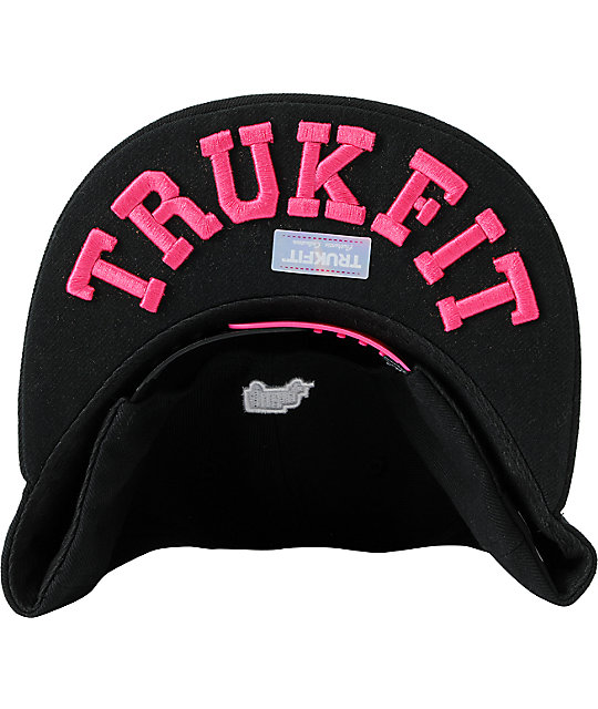 black and pink snapback hat