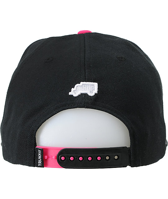 black and pink snapback hat