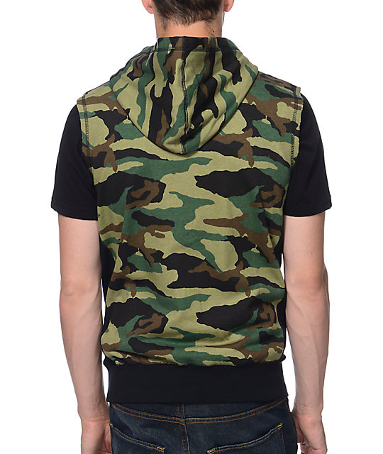 sleeveless camo hoodie