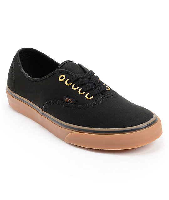 Vans Authentic Black & Gum Skate Shoes | Zumiez.ca